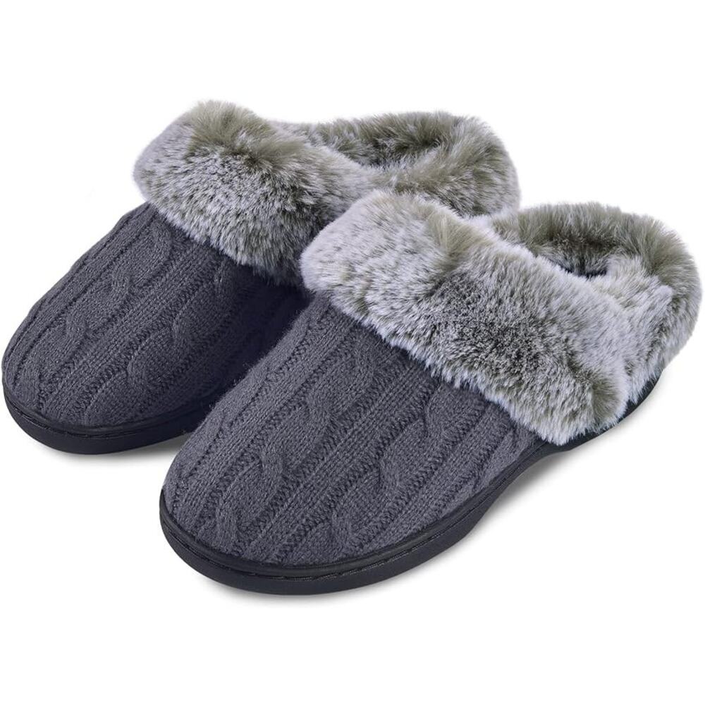 Parlovable Women's Fuzzy House Slippers Warm Soft Memory Foam Bedroom Shoes
